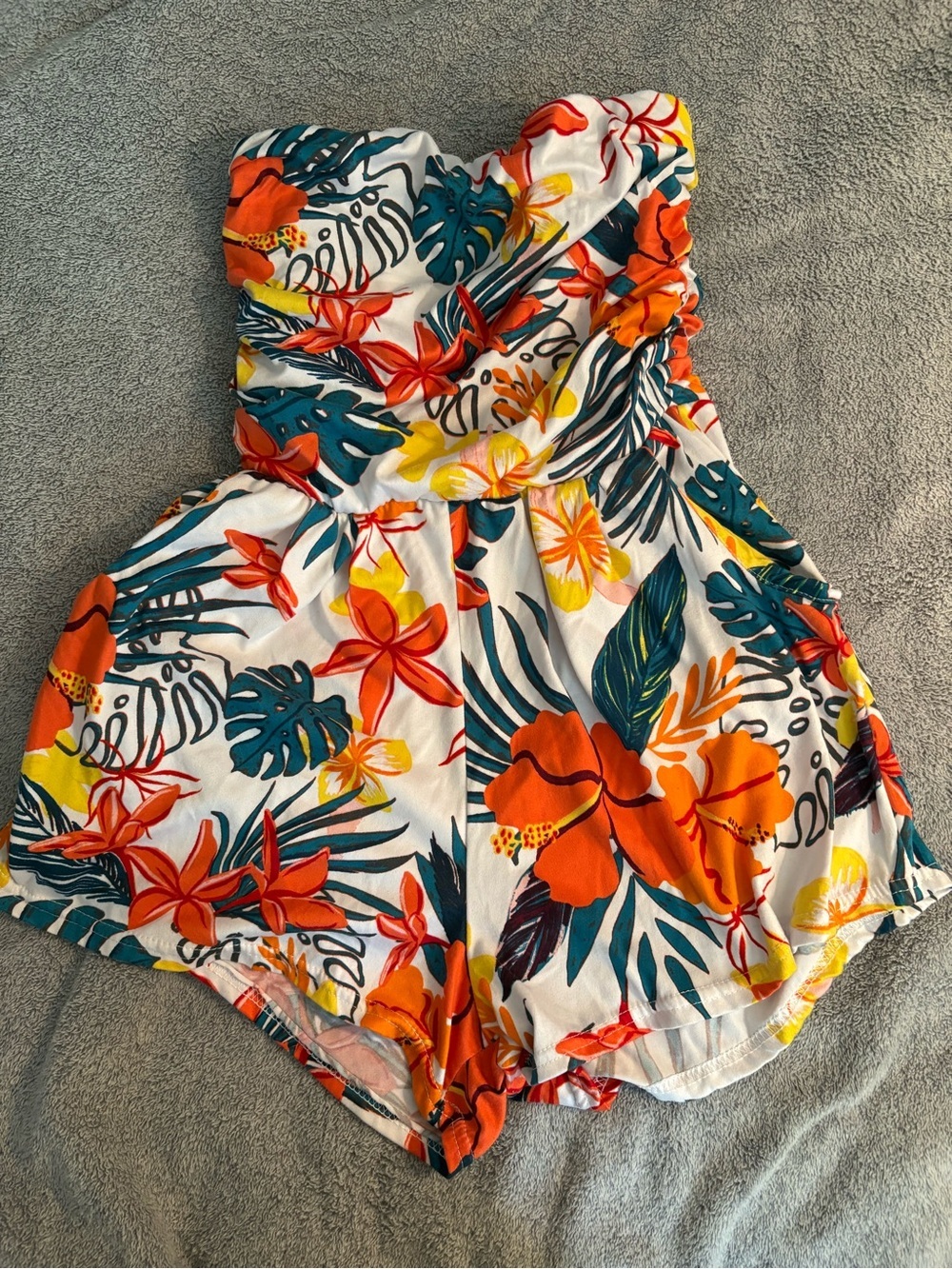 Love Tropical Print Romper Strapless Size Juniors Medium Multicolor